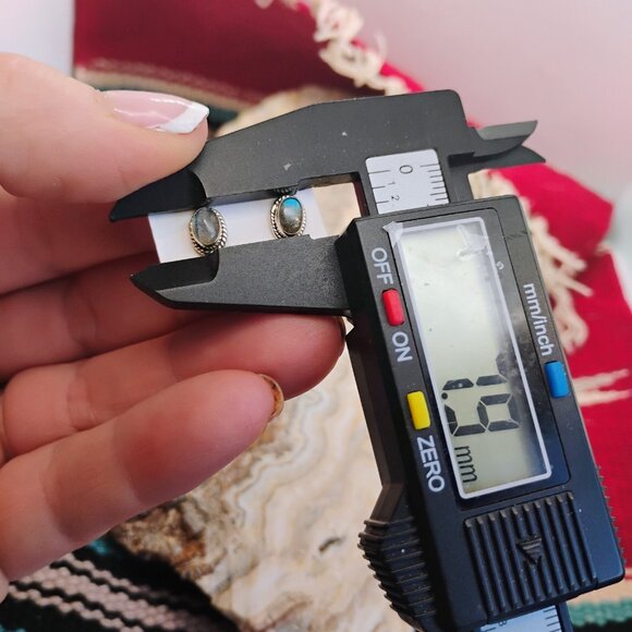 Sterling Silver Labradorite Stud Earrings & Pendant Set Oval Elegant Boho - Picture 6 of 8